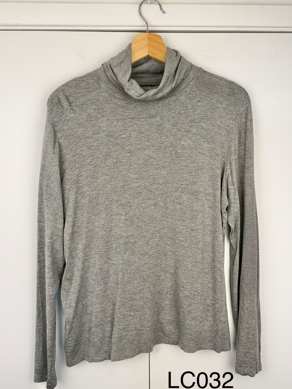 Lafayette 148 New York Gray Stretch Jersey Turtleneck Top XL